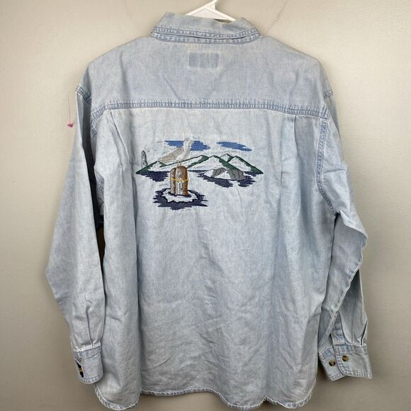 Blue Generation Shirt Women's XL Blue Chambray Denim VTG Nautical - Picture 6 of 10